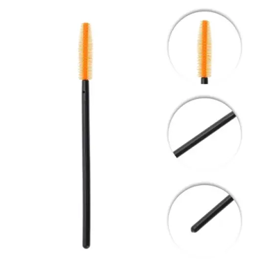 Unique Bargains Lightweight Silicone Eyelash Brush Black Orange 50 Pcs image {2}