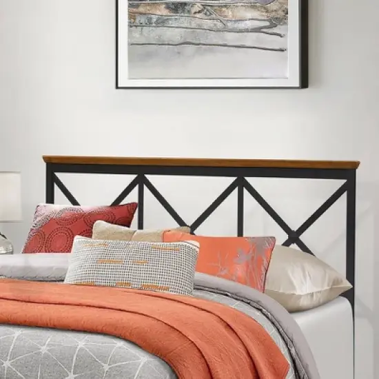 Ashford Metal Headboard Textured Black with Oak Finished Wood - Hillsdale Furniture image {9}