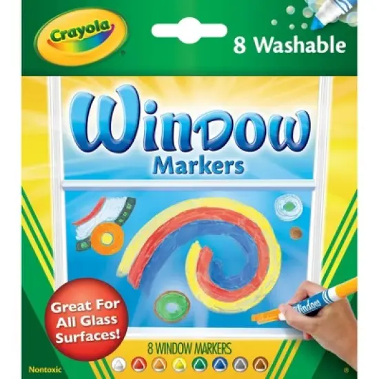 Crayola 8ct Washable Window Markers: Medium Point, Multicolored, Art & Stationery for Kids, Window Paint, Ages 3+ image {3}