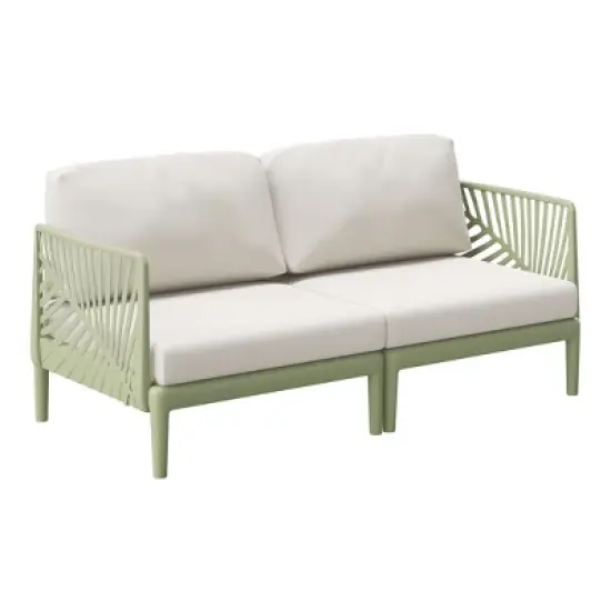 WestinTrends Playa Modern Outdoor Polypropylene Resin Deep Seating Patio Loveseat, Green image {14}