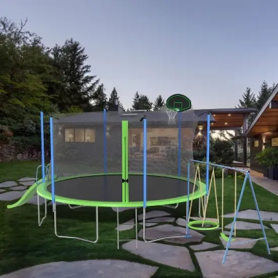 Dexmalle 14FT Trampoline with Slide and Swings image {5}