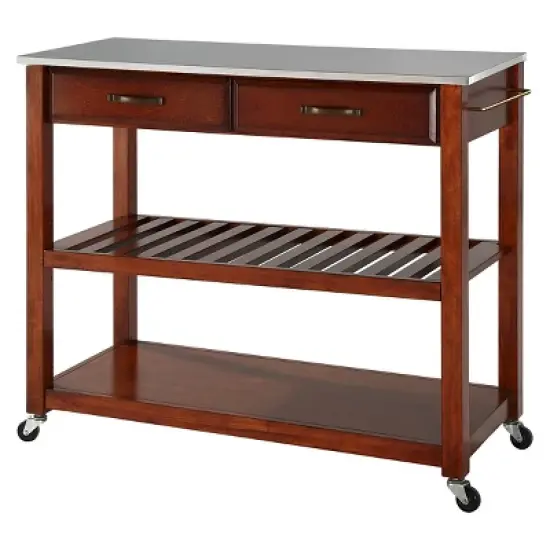 Stainless Steel Top Kitchen Cart/Island with Optional Stool Storage - Crosley image {8}