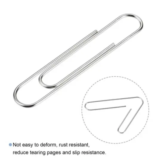 Unique Bargains Medium Size Metal Prevent Tearing Pages Office Paper Clip with Box image {3}