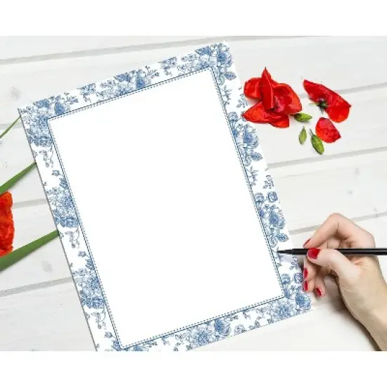 Great Papers Blue Toile Floral Everyday Letterhead Multicolored 50 Sheets/Pack (2025010) image {1}