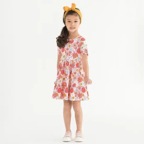 RuffleButts Baby Girls Short Sleeve Ruffle Dress image {4}