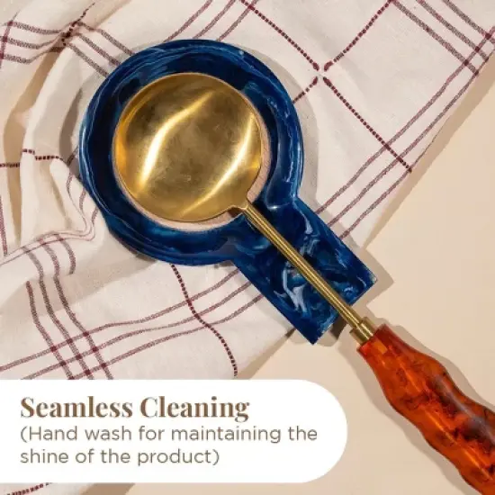 Folkulture Spoon Rest or Spoon Holder | (7 x 5") Resin Spoon Rest for Stove Top or Kitchen Utensils Holder for Home (Blue) image {5}