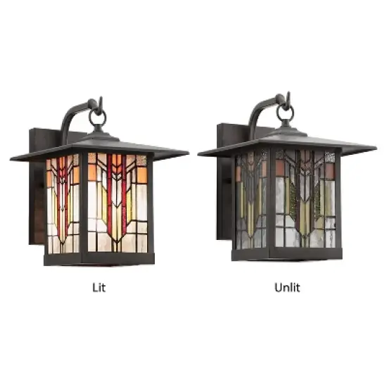 11.75" 1-Light Prairie Craftsman Outdoor Wall Lantern Sconce Oil Rubbed Bronze - River of Goods image {4}