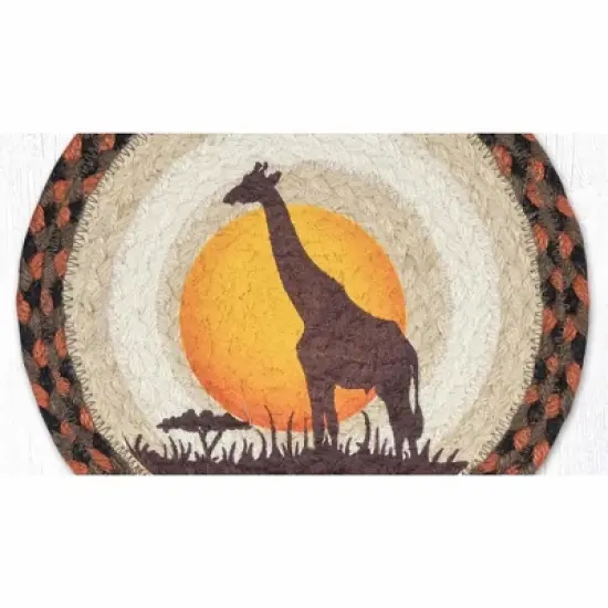 Earth Rugs Giraffe Printed Round Jute Trivet 10"x10" Safari Hot Pad image {1}