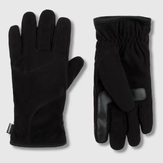 Isotoner Men's Handwear Fleece Pieced Gloves - Black image {1}
