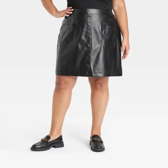 Women's Faux Leather Mini A-Line Skirt - Ava & Viv&trade; image {3}