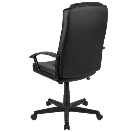 Flash Furniture Biscayne Flash Fundamentals High Back Black LeatherSoft-Padded Task Office Chair with Arms image {10}
