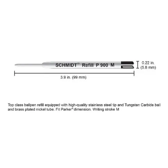 Schmidt Ink Schmidt P900 Ballpoint TC Ball Refill To Fit Parker Ballpoint Pens Medium Black 2 Pack image {3}