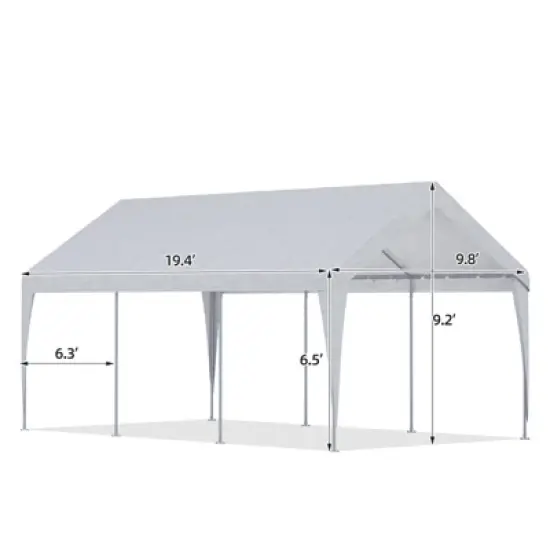 EROMMY 10 Ft X 20 Ft Carports Heavy Duty,White image {1}