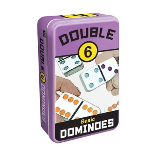 University Games Double 6 Basic Dominoes Board Game: Patterns, 1-4 Players, Game Time 20-40 Minutes, Storage Tin image {1}