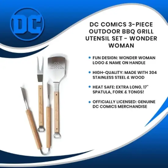 Seven20 DC Comics 3-Piece Outdoor BBQ Grill Utensil Set - Wonder Woman image {6}