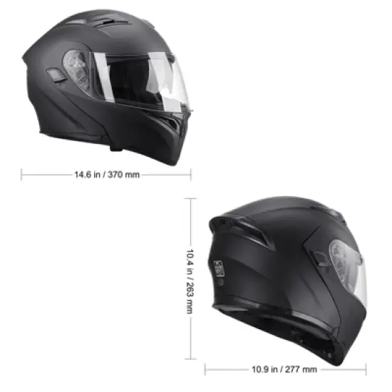 VEVOR Motorcycle Helmet, Unmasked, Smart Street ABS & High Density Helmet with Bluetooth Slot & Interchangeable Lens, Black image {7}