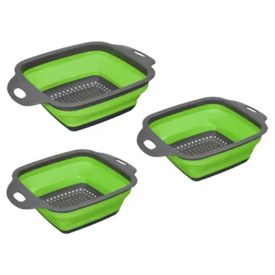 Unique Bargains Collapsible Colander Set Silicone Square Foldable Strainer Suitable for Pasta Veggies Fruits image {7}