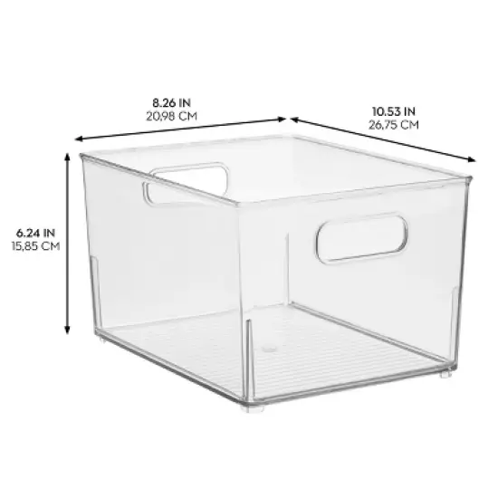 iDesign Small Stackable Bathroom Storage Bin - Set of 4 - Clear - Made in USA image {3}