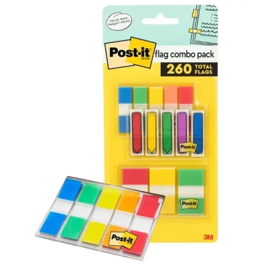 Post-it 260ct Flags Combo Pack - Assorted Colors: Sticky & Removable File Tabs, Multicolor Filing Accessories image {10}