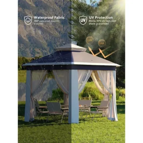 Pop Up Gazebo 13x13ft, Outside Canopy Tent with 6 Pcs Mosquito Netting, One Push Setup for Backyard Patio image {2}