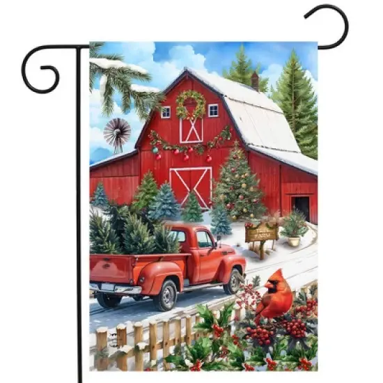 Briarwood Lane Garden Flag 12x18 For Outdoor Red Barn Christmas For Christmas Garden Flag Flags For Outside image {1}
