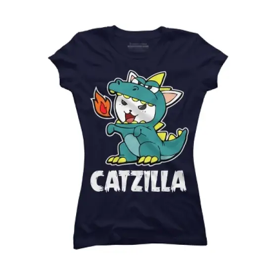 Junior's Design By Humans Catzilla Halloween Costume Dragon Monster Kitten Cats Lover By lenxeemyeu T-Shirt image {4}