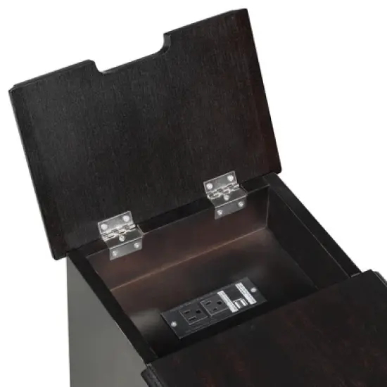 ORRD Vintage Flip Top End Table with USB 1 Drawer w/ cup holders, bookshelf&mdash;ideal for small living spaces image {1}