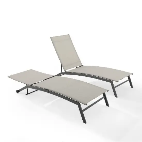 Weaver 2pk Outdoor Sling Chaise Lounge Chairs: 6-Position, UV & Rust-Resistant - Crosley image {5}