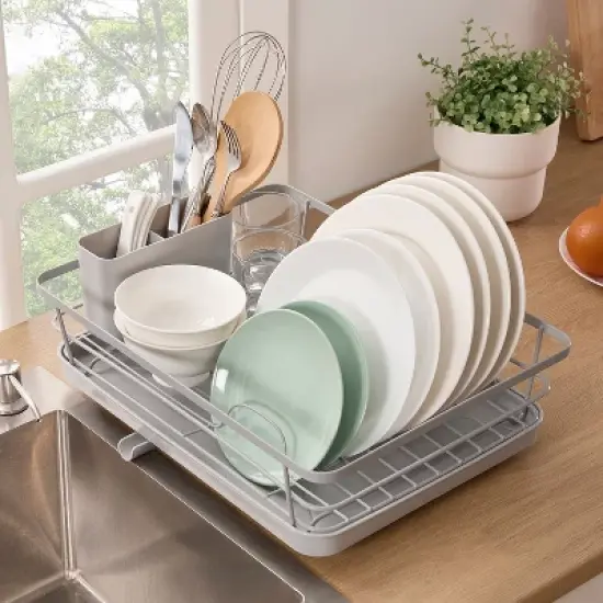 3-Piece Multi-Functional Dish Drying Rack with Drain Board & Utensil Holder image {8}