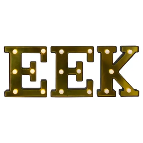 Northlight LED Lighted EEK Halloween Marquee Sign - 6.5" - Warm White Lights - Gold Finish image {1}