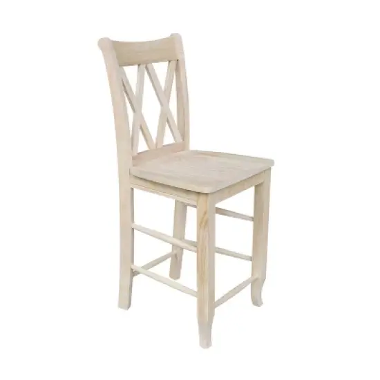 24" Double X Back Counter Height Barstool Unfinished - International Concepts image {5}