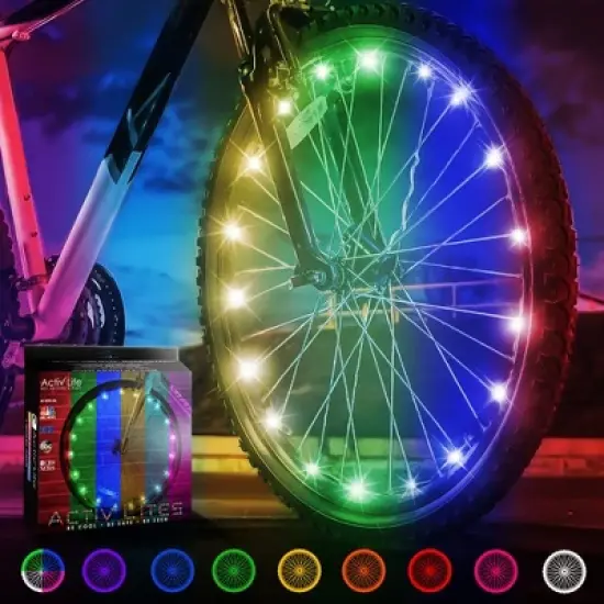 Activ Life Bike Wheel Lights, Top Basket Stuffers for Kids and Teen Gifts; with Batteries Included - 1 Tire Pack, Color-Changing image {7}
