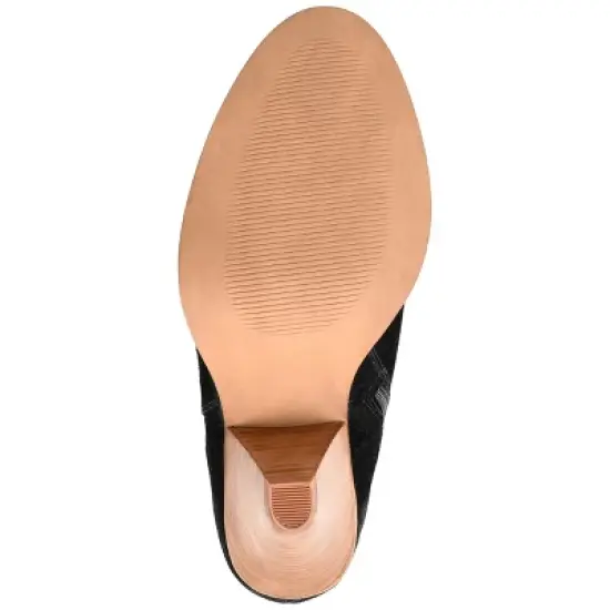 Journee Signature Womens Genuine Leather Syrinn Almond Toe Inside Zip Mid Calf Boots image {4}