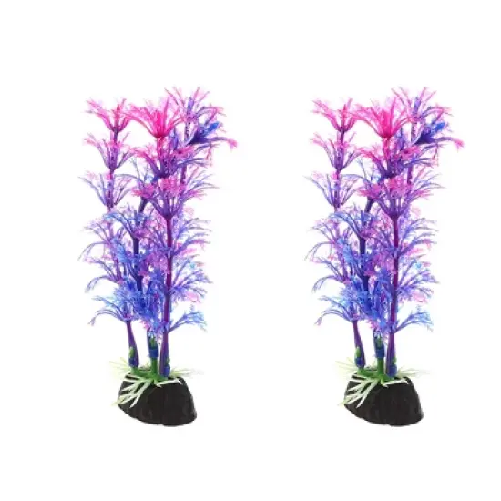 Unique Bargains Aquarium Plastic Plants Tree for Fish Tank Landscape Decor 4.72" 2 Pcs image {8}