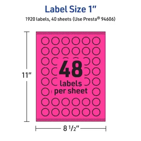 Avery Neon Magenta Paper Labels, 1" Starburst image {4}