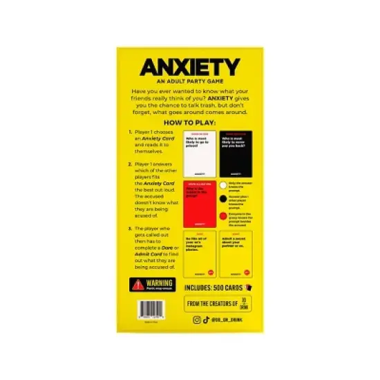 Viral Studios Do or Drink Anxiety Adult Party Game: Social Skills Card Game, 3+ Players, 30+ mins Play image {1}