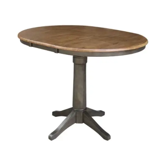 36" Justin Round Drop Leaf Dining Table Tan/Washed Coal - International Concepts image {3}