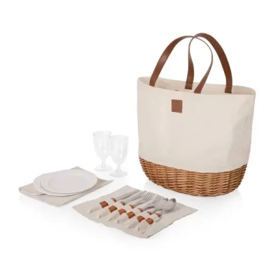 Picnic Time Promenade Beige Canvas Picnic Basket: Wicker, Solid Pattern, Disney Licensed, Lifetime Warranty image {16}