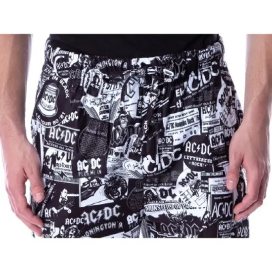 AC/DC Pajama Pants Men's Allover Band Tour Poster Loungewear Sleep Pants Multi image {3}
