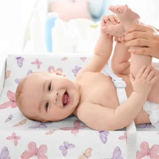 Sweet Jojo Designs Girl Changing Pad Sheet Butterfly Pink and Purple image {2}