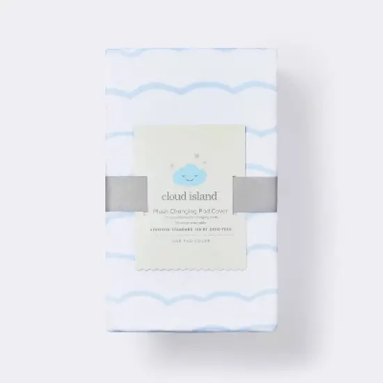 Plush Changing Pad Cover Sea Stripe - White/Blue - Cloud Island&trade; image {2}