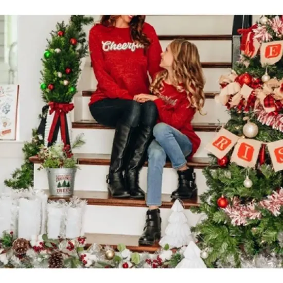 Girl's Cheerful on Sparkly Glitter Sweatshirt - Southern Grace image {2}