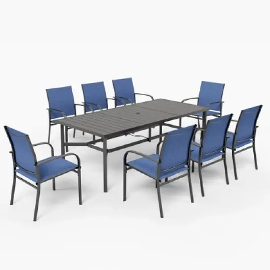 Captiva Designs 1pc Outdoor Patio Dining Spacious Rectangle Black Metal Table with Steel Frame image {10}