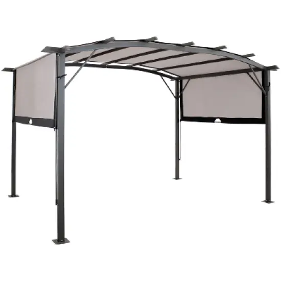 Sunnydaze 9' x 12' Metal Arched Pergola with Retractable Canopy image {10}