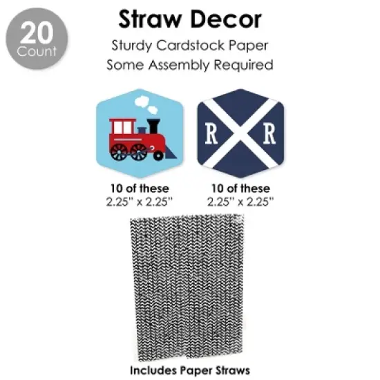 Big Dot of Happiness Railroad Party Crossing - Steam Train Birthday Party or Baby Shower Favors and Cupcake Kit - Fabulous Favor Party Pack - 100 Pc image {6}