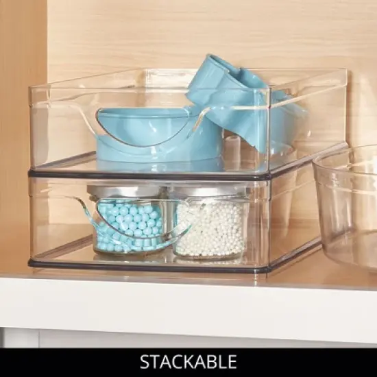 Stackable Pantry Bin with Handles - Set of 2 - Clear - Made in USA image {8}