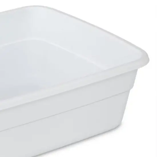 Sterilite Small Portable Rectangle Plastic Heavy Duty Reinforced Plastic 8 Qt Kitchen Dish Pan Basin Container for Dishware & Laundry, White (36 Pack) image {3}