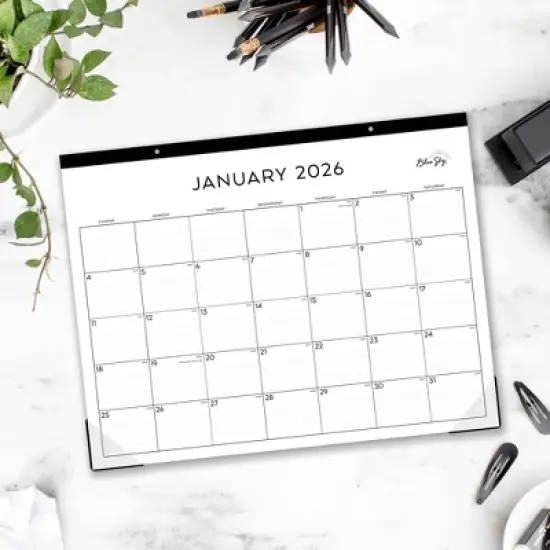 Blue Sky Monthly Desk Pad Planning Calendar 22"x17" Standard Black and White image {1}
