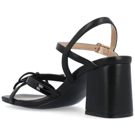 Journee Collection Womens Issmia Two Tone Covered Block Heel Multi Strap Sandals image {6}