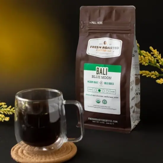 Fresh Roasted Coffee, Organic Bali Blue Moon, Ground Coffee image {3}